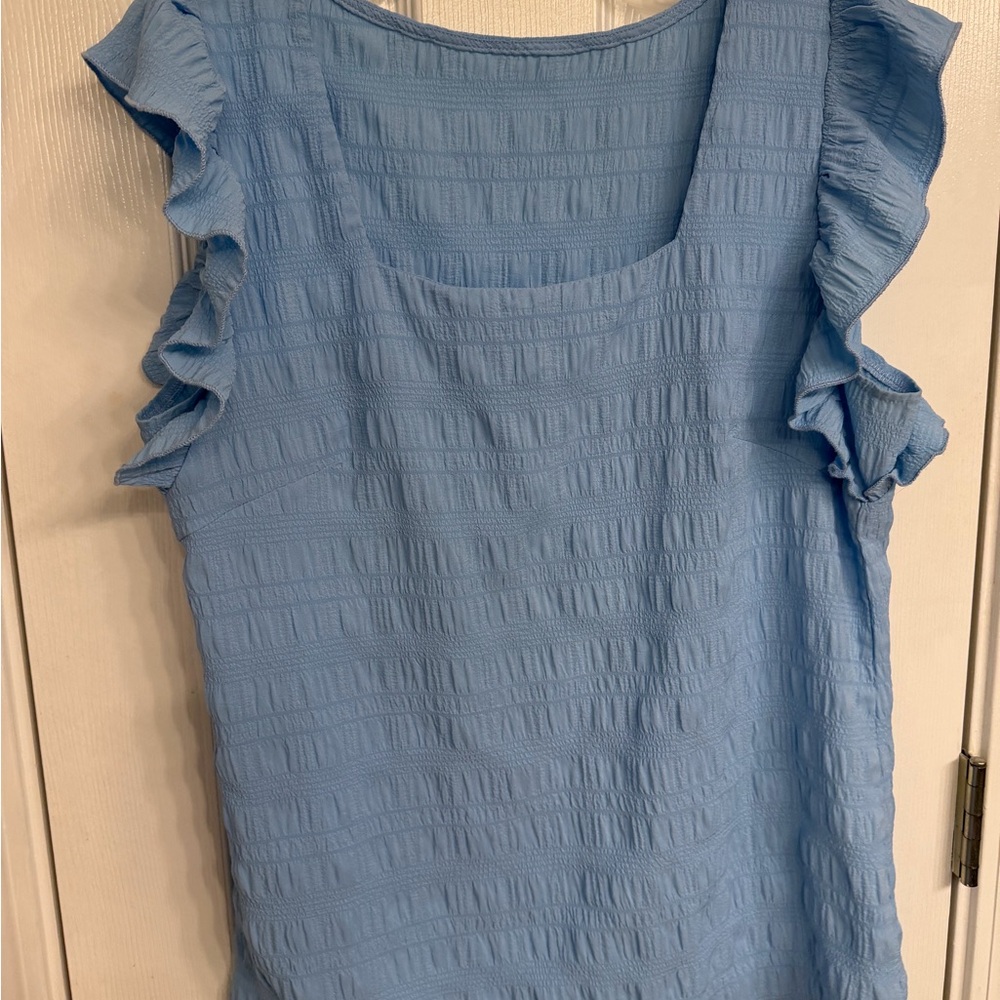 Blue Ruffled Square Neck Top - Picture 2 of 3